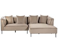 Beliani Canapé d'angle à Gauche Moderne en Tissu Chenille 3 Places avec Accoudoirs Marron Clair Sater