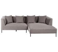 Beliani Canapé d'angle à Gauche Moderne en Tissu Chenille 3 Places avec Accoudoirs Taupe Sater