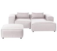 Beliani Canapé d'angle à Gauche Moderne en Tissu Modulable 3 Places avec Pouf Marron Clair Brande