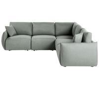 Beliani Canapé d'angle à Gauche Moderne en Tissu Modulable 5 Places avec Coussins Vert Mesnali