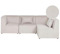 Beliani Canapé d'angle à Gauche Moderne en Velours Côtelé 4 Places avec Coussin Modulable Beige Lemvig