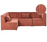 Beliani Canapé d'angle à Gauche Modulable 4 Places Moderne en Velours Côtelé avec Coussins Marron Doré Lemvig