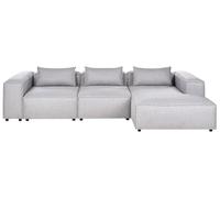 Beliani Canapé d'angle à Gauche Modulable Moderne en Tissu 4 Places avec Accoudoir Gris Brande