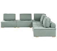 Beliani Canapé d'angle à Gauche Modulaire Moderne 5 Places en Tissu Hydrofuge Pieds en Bois Forme en L Meuble Salon Vert Clair Tibro