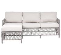 Beliani Canapé d'angle de Jardin Traditionnel en Rotin PE Osier Tressé 3 Places avec Pouf Gris Ofena