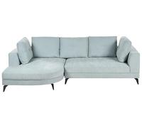 Beliani Canapé d'angle Droit Moderne Revêtement Tissu Chenille Pieds en Fer Noirs avec Coussins Bleu Clair Marum