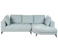 Beliani Canapé d'angle Gauche Moderne Revêtement Tissu Chenille Pieds en Fer Noirs avec Coussins Bleu Clair Marum