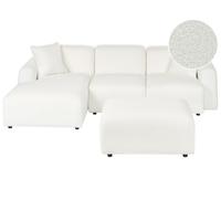 Beliani Canapé d'angle Moderne 3 Places Côté Droit avec Ottoman Modulaire en Bou lanc Hede