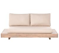Beliani Canapé de Jardin 2 Places en Bois d'Acacia Certifié avec Coussins Beige Marettimo