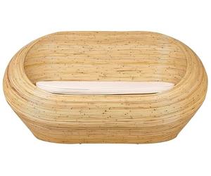 Beliani Canapé de Jardin 2 Places en Rotin Naturel avec Coussin Beige Maiori