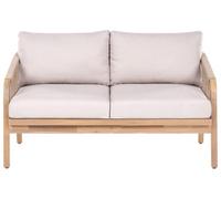 Beliani Canapé de Jardin Moderne en Bois d'Acacia avec Coussins 2 Places Beige Clair Sumba