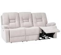 Beliani Canapé de Salon en Velours Beige avec Port USB et LED 3 Places Inclinable Bergen