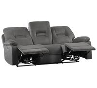 Beliani Canapé de Salon en Velours Gris 3 Places avec Port USB et LED Inclinable Bergen