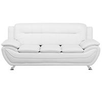 Beliani Canapé Design 3 Places en Cuir PU Blanc Convenable pour Chaque Salon Moderne