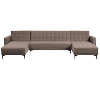 Beliani Canapé en Forme de U Moderne en Tissu Convertible Fonction Couchage 5 Places Modulable Chaises Longues Taupe Aberdeen