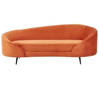 Beliani Canapé en Velours Courbé Glamour Orange à 2 Places Pieds Dorés Brillants Savar