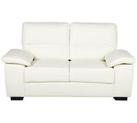 Beliani Canapé Fixe 2 Places en Cuir PU Haut de Gamme Blanc Beige Idéal pour Salon au Style Moderne
