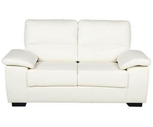 Beliani Canapé Fixe 2 Places en Cuir PU Haut de Gamme Blanc Beige Idéal pour Salon au Style Moderne