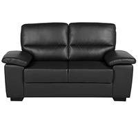 Beliani Canapé Fixe 2 Places en Cuir PU Haut de Gamme Noir Idéal pour Salon au Style Moderne
