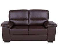 Beliani Canapé Fixe 2 Places en Cuir PU Marron pour Salon au Style Moderne
