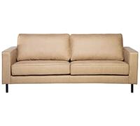 Beliani Canapé Fixe 3 Places en Cuir PU Beige Confort Optimal pour Salon au Design Moderne