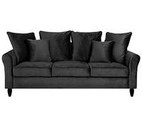Beliani Canapé Fixe 3 Places en Velours Noir au Design Glamour Tendance