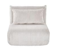 Beliani Canapé-lit 1 Place en Velours Côtelé sans Accoudoirs avec Coussin de Dossier Chambre d'enfant Salon Blanc Cassé Lysekil