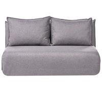 Beliani Canapé-lit 2 Places en Simili-Lin sans Accoudoirs avec Coussins Supplémentaires pour Enfants Gris Foncé Roros