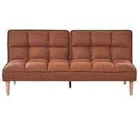 Beliani Canapé-lit 3 Places Convertible Clic-Clac Inclinable en Tissu Matelassé Marron Doré Siljan