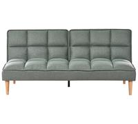 Beliani Canapé-lit 3 Places Convertible Clic-Clac Inclinable en Tissu Matelassé Vert Clair Siljan