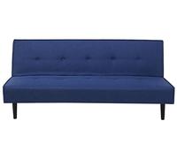 Beliani Canapé Lit Clic Clac 3 Places en Tissu Bleu Foncé pour Salon au Style Scandinave