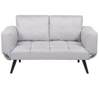 Beliani Canapé-lit Convertible 2 Places en Tissu Gris Clair avec Accoudoirs Réglables et Rembourrage Épais pour Salon au Design Moderne