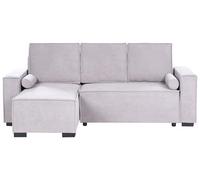Beliani Canapé-lit d'angle à Droite Moderne en Tissu 3 Places avec Accoudoirs Espace de Rangement Gris Edane