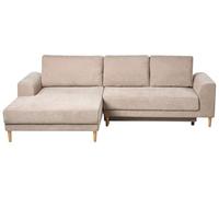 Beliani Canapé-lit d'angle à Droite Moderne en Tissu Chenille 3 Places avec Accoudoirs et Rangement Marron Clair Nuborg