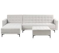 Beliani Canapé-Lit d'angle à Gauche 4 Places avec Ottoman Dossier Réglable en Velours Gris Clair Aberdeen