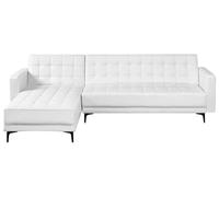 Beliani Canapé-Lit d'angle à Gauche 4 Places Dossier Réglable en Velours Gris Clair Aberdeen