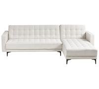 Beliani Canapé-Lit d'angle à Gauche 4 Places Dossier Réglable en Velours Gris Clair Aberdeen