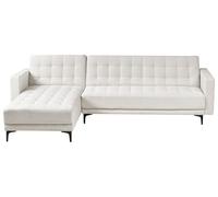 Beliani Canapé-Lit d'angle à Gauche 4 Places Dossier Réglable en Velours Gris Clair Aberdeen