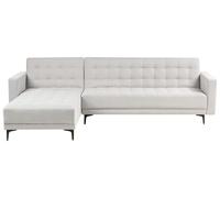 Beliani Canapé-Lit d'angle à Gauche 4 Places Dossier Réglable en Velours Gris Clair Aberdeen