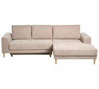 Beliani Canapé-lit d'angle à Gauche Moderne en Tissu Chenille 3 Places avec Accoudoirs et Rangement Marron Clair Nuborg