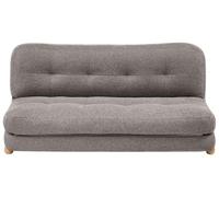 Beliani Canapé-lit en Faux Lin Capitonné 2 Places Fonction Couchage Matelassé Pieds en Bois Gris Foncé Esbjerg