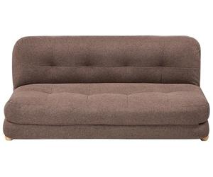 Beliani Canapé-lit en Faux Lin Capitonné 2 Places Fonction Couchage Matelassé Pieds en Bois Marron Esbjerg