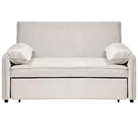 Beliani Canapé-lit Minimaliste en Tissu 2 Places Convertible Fonction Couchage Blanc Cassé Horma