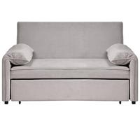 Beliani Canapé-lit Minimaliste en Tissu 2 Places Convertible Fonction Couchage Gris Horma