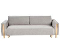 Beliani Canapé-lit Minimaliste en Tissu avec Rangement Fonction Clic-Clac Couchage Accoudoirs Gris Kvam