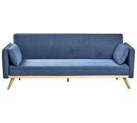 Beliani Canapé-lit Minimaliste en Tissu Fonction Couchage Clic-Clac Bleu Asaa