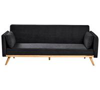 Beliani Canapé-lit Minimaliste en Tissu Fonction Couchage Clic-Clac Noir Asaa