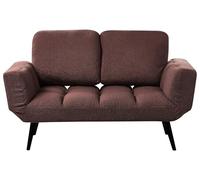 Beliani Canapé-lit Moderne 2 Places en Bouclé Accoudoirs Réglables Pieds en Métal Marron Brekke