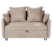 Beliani Canapé-lit Moderne en Tissu 2 Places Fonction Couchage Accoudoirs Profilés Taupe Hovin