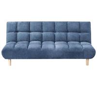 Beliani Canapé-lit Moderne en Tissu 2 Places Fonction Couchage sans Accoudoirs Dossier Capitonné Pieds en Bois Bleu Risor